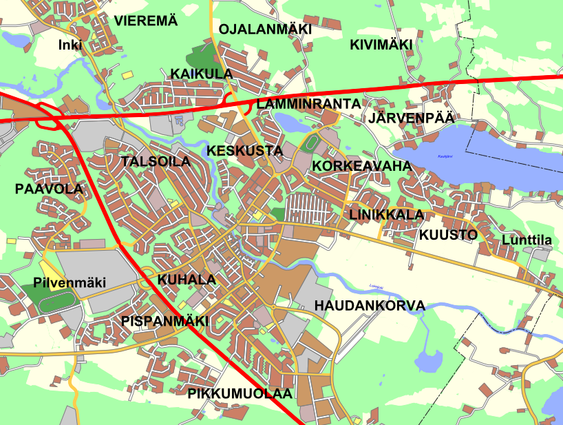 Kartta Forssan kaupunginosista